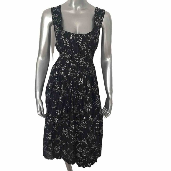 Vintage 90s April Cornell Dress Womens Large Floral Metallic Cottage Prairie Y2K - Picture 1 of 16